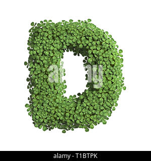 Klee schreiben D - Großbuchstaben 3d-Feder Schrift auf weißem Hintergrund. Dieses Alphabet ist perfekt für kreative Illustrationen beziehen, aber begrenzt nicht t Stockfoto