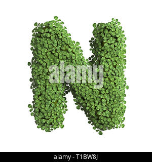 Clover Buchstabe N - Großbuchstaben 3d-Feder Schrift auf weißem Hintergrund. Dieses Alphabet ist perfekt für kreative Illustrationen beziehen, aber begrenzt nicht t Stockfoto