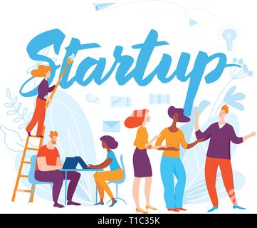 Sturtup Konzept business Abbildung mit cartoon Menschen Stock Vektor