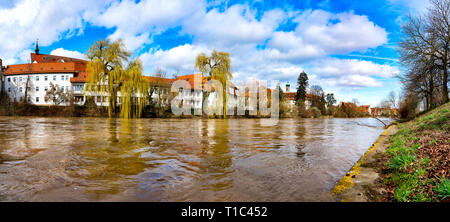 Stadt Rottenburg am Neckar mit Scenic Riverside Stockfoto