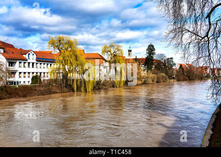 Stadt Rottenburg am Neckar mit Scenic Riverside Stockfoto