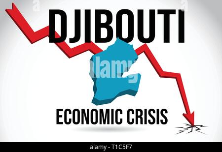 Dschibuti Karte Finanzkrise wirtschaftlichen Zusammenbruch den Börsencrash Global Meltdown Vector Illustration. Stock Vektor