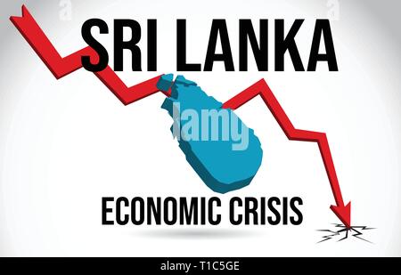 Sri Lanka Karte Finanzkrise wirtschaftlichen Zusammenbruch den Börsencrash Global Meltdown Vector Illustration. Stock Vektor