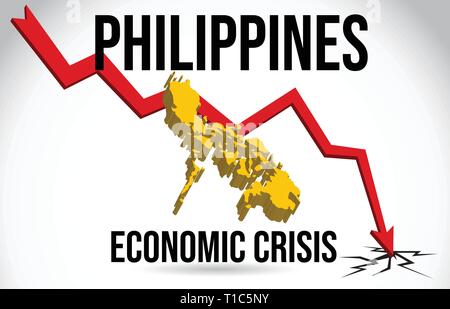Philippinen Karte Finanzkrise wirtschaftlichen Zusammenbruch den Börsencrash Global Meltdown Vector Illustration. Stock Vektor