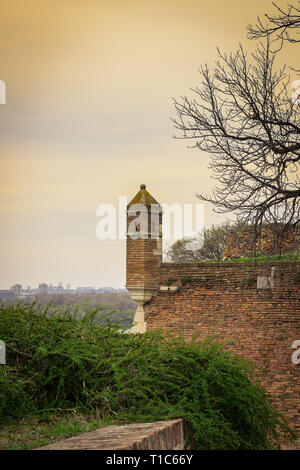 Watch Tower im berühmten der Belgrader Festung Kalemegdan während der Goldenen Stunde Stockfoto