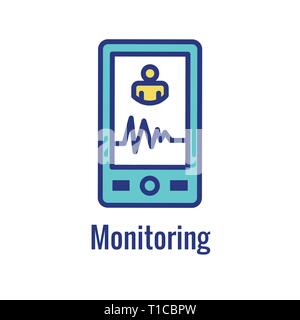 Digital Health Symbol - tragbare Technologie oder Mobile/Tablette Bild Stock Vektor
