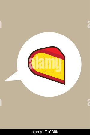 Flache Vector Illustration von einem Keil von Käse in einer Sprechblase Stock Vektor