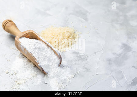 Glutenfreie Konzept - Reis Mehl Stockfoto