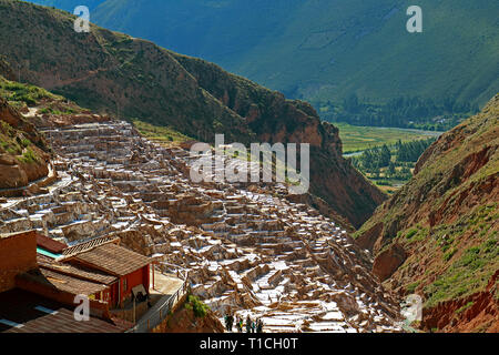 Die Salinen von Salineras de Maras, das Heilige Tal der Inkas, Cusco Region, Peru Stockfoto