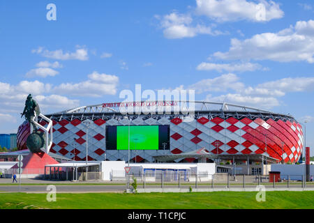 Moskau, Russland - 30. Mai 2018: Hauptansicht von Spartak Stadium oder 'Otkritie Arena". Vor dem Öffnen der 2018 FIFA World Cup Stockfoto