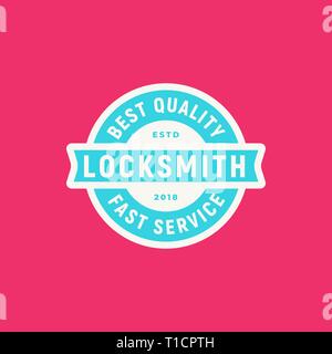 Vintage schlosser Logo. im Retrostil Key cutting service Emblem. Vector Illustration Stock Vektor