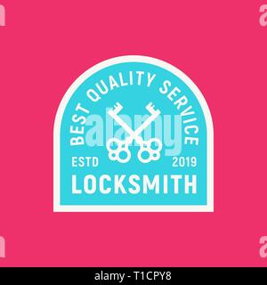 Vintage schlosser Logo. im Retrostil Key cutting service Emblem. Vector Illustration Stock Vektor
