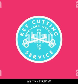 Vintage schlosser Logo. im Retrostil Key cutting service Emblem. Vector Illustration Stock Vektor