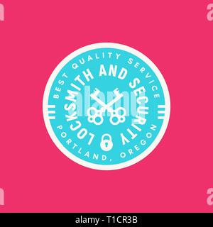 Vintage schlosser Logo. im Retrostil Key cutting service Emblem. Vector Illustration Stock Vektor