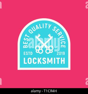Vintage schlosser Logo. im Retrostil Key cutting service Emblem, Abzeichen, design Elements, Logo Vorlage. Vector Illustration Stock Vektor
