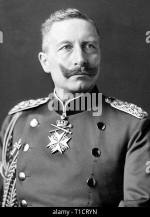 Kaiser Wilhelm II., Wilhelm II. (1859 - 1941) letzte deutsche Kaiser (Kaiser), König von Preußen, Regierende, vom 15. Juni 1888 bis zu seinem Rücktritt am 9. November 1918 kurz vor der deutschen Niederlage im Ersten Weltkrieg Stockfoto