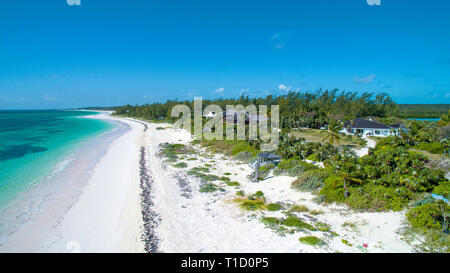 Luftaufnahme, Strand im Süden der Insel Eleuthera, Bahamas, Atlantik, Karibik Stockfoto