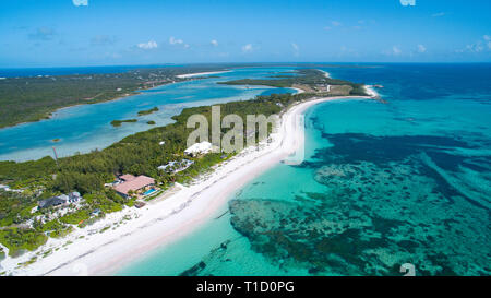 Luftaufnahme, Strand im Süden der Insel Eleuthera, Bahamas, Atlantik, Karibik Stockfoto