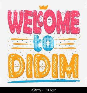 Willkommen in Didim. Ist eine kleine Stadt, popular Seaside Holiday Resort, und Bezirk von Aydin Provinz an der Küste der Ägäis der westlichen Türkei. Hand zeichnen, Stock Vektor