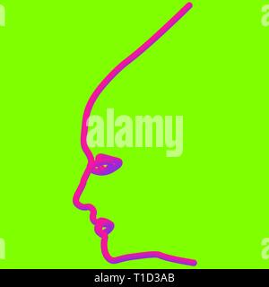 Mann einer Zeile. Vector Illustration von einem schwarzen Mann Gesicht auf einem farbigen Hintergrund. Stock Vektor