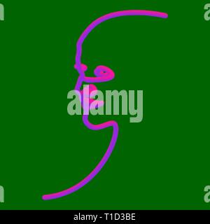 Mann einer Zeile. Vector Illustration von einem schwarzen Mann Gesicht auf einem farbigen Hintergrund. Stock Vektor