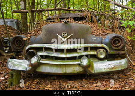 Weiß, GA/USA - Oktober 27, 2018 - Close-up Bild eines alten Schrott Auto in einem Junk Yard Stockfoto