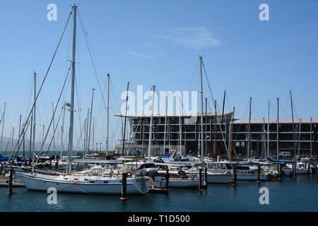 Yachten in Chaffers Marina, Clyde Waterfront Quay Wharf, Wellington, Wellington, Neuseeland Stockfoto