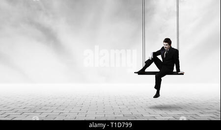 Junger Mann Mime. Mixed Media Stockfoto