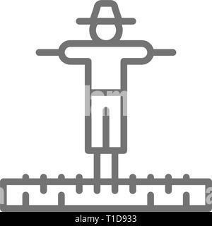 Vogelscheuche im Garten, Landwirtschaft, Gartenbau Symbol Leitung. Stock Vektor