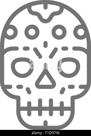 Mexikanische Schädel, Santa muerte Maske, Tag der Toten Symbol Leitung. Stock Vektor