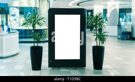 Digitale Medien leerer schwarzer und weißer Bildschirm modernen Panel, Namensschild für Werbung Design in einem Einkaufszentrum, Galerie. Mockup, Mock-up, Mock up wi Stockfoto