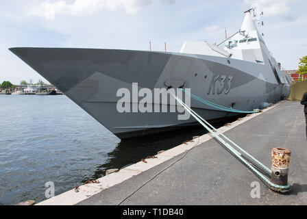 K33 Härnösand HSwMS Visby-Klasse Corvette bei Marinens Dag (Navy) in Karlskrona Karlskrona örlogsbas (Naval Base) aufgeführten Weltkulturerbe der UNESO Stockfoto