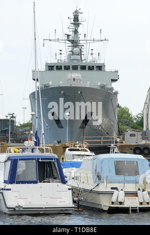 HSwMS Carlskrona P04 ursprünglich als minelayer M04 während Marinens Dag (Navy) in Karlskrona Karlskrona örlogsbas (Naval Base) aufgeführten Worl konzipiert Stockfoto