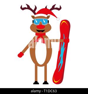 Cartoon Rotwild Snowboarder Stock Vektor
