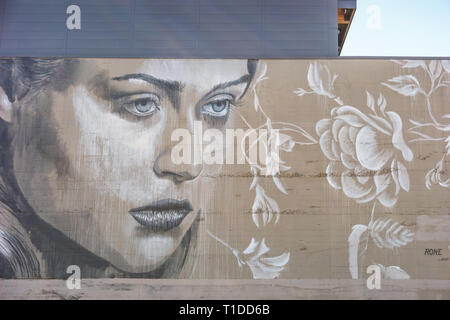 Großes Wandgemälde in der Innenstadt von Portland Oregon USA Stockfoto