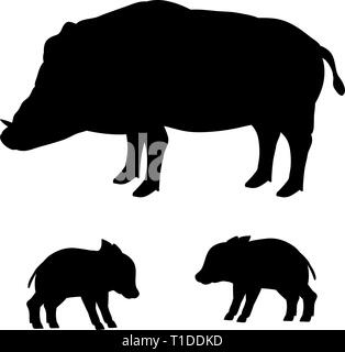 Wildschweine wildlife schwarze Silhouette Tier Stock Vektor