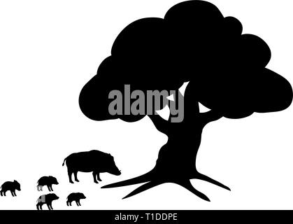 Wildschweine wildlife schwarze Silhouette Tier Stock Vektor