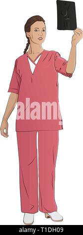 Menschen Berufe Vector Illustration. Ein Arbeitnehmer, der im Gebiet der Medizin Stock Vektor