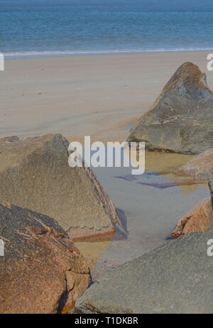 Abstrakte, Jetty Wellenbrecher auf Fernandina Beach, Fort Clinch State Park, Nassau County, Florida, USA Stockfoto