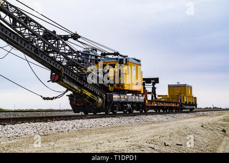 Union Pacific Railroad Wartung Ausrüstung auf einem Abstellgleis im Imperial Valley von Kalifornien Stockfoto