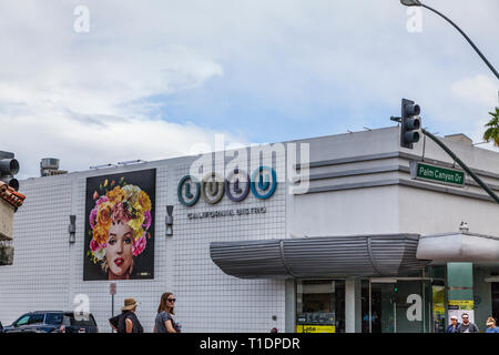 Lulu Kalifornien Bistro in Palm Springs Kalifornien im Frühjahr 2019 in Ihrer eigenen super Blüte von Wildblumen und viel Grün. Stockfoto