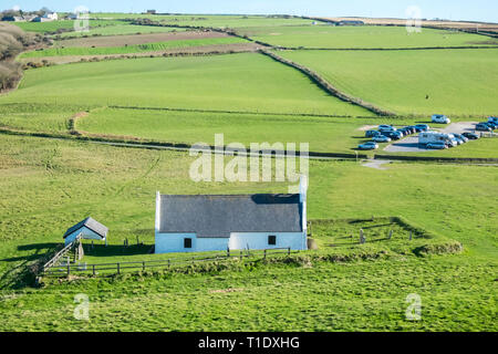 Ländliche, auf dem Land, Mwnt, Kirche, Ceredigion, Küste, Küste, Küste, die Cardigan Bay, Strickjacke, Wales, Welsh, Mitte, West, Wales, UK, GB, Großbritannien, Großbritannien, Britische Stockfoto