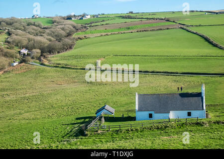 Ländliche, auf dem Land, Mwnt, Kirche, Ceredigion, Küste, Küste, Küste, die Cardigan Bay, Strickjacke, Wales, Welsh, Mitte, West, Wales, UK, GB, Großbritannien, Großbritannien, Britische Stockfoto