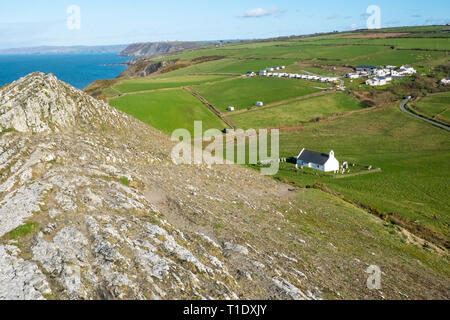 Ländliche, auf dem Land, Mwnt, Kirche, Ceredigion, Küste, Küste, Küste, die Cardigan Bay, Strickjacke, Wales, Welsh, Mitte, West, Wales, UK, GB, Großbritannien, Großbritannien, Britische Stockfoto