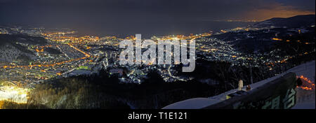 Nachtansicht von Otaru Stadt, Hokkaido, Japan Stockfoto