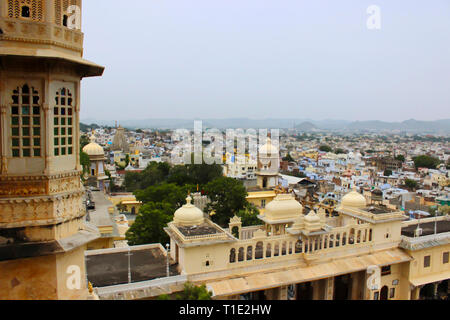 Stadtbild, City Palace, Udaipur, Rajasthan, Indien. Stockfoto