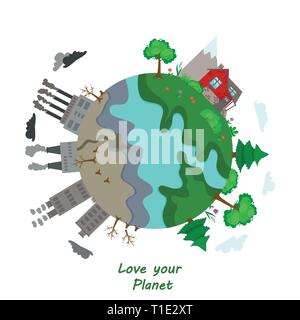 Ökosystem und Umweltverschmutzung Hintergrund. Vector Illustration für Ihr Design Stock Vektor
