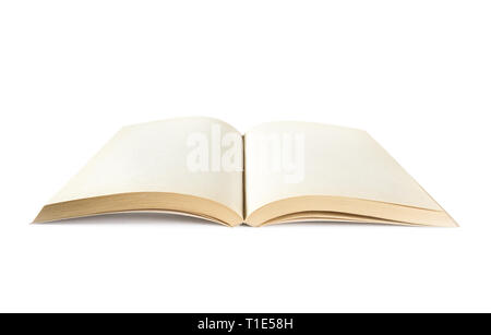 Leerbuch mockup Öffnen, auf weissem isoliert Stockfoto
