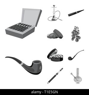 Zigarre, Hookah, Schnupftabak, Blätter, Rohr, Kauen, elektronische, Box, Shisha, Mundstück, Lieferung, Blatt, retro, Sucht, Filter, Bong, Schaden-, Behälter-, Anlagen-, Classic, schädlich, Vaporizer, Flasche, Verpackung, Kapazität, Genuss, Risiko, schlechte, Gesundheit, Nikotin, Rauchen, Statistiken, verweigern, Stop, anti, Gewohnheit, Zigaretten, Tabak, Set, Vector, Icon, Illustration, isoliert, Sammlung, Design, Element-, Grafik-, Zeichen-, Mono-, Vektor, Vektoren, grau Stock Vektor