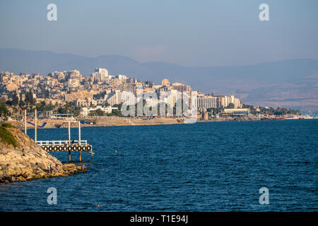 Tiberias, Israel die Aussicht auf die Stadt am Ufer des Sees von Galiläa Stockfoto